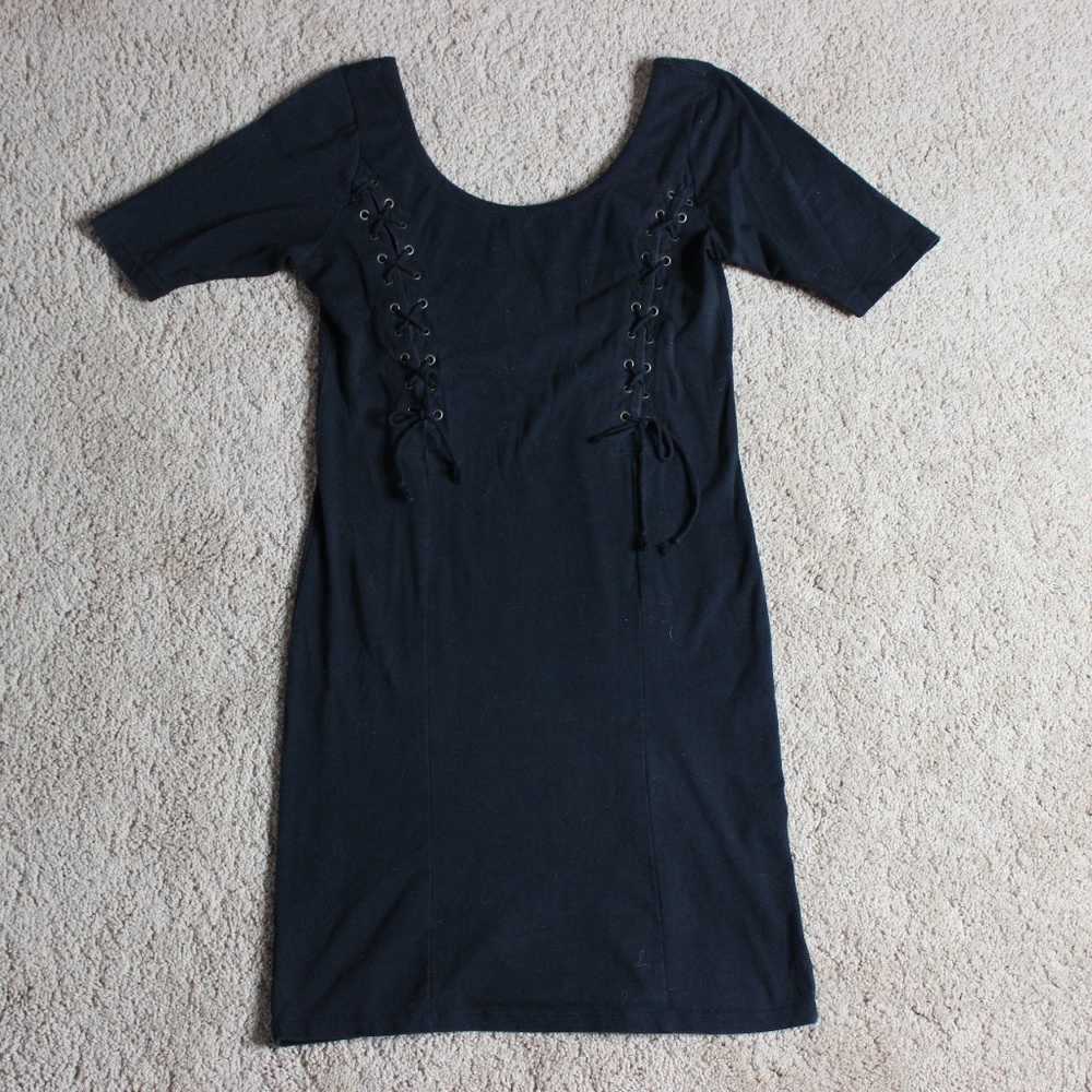 ASOS Lace Up Bodycon Little Black Dress